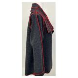 AnyaSF - Black Multi Flack Wool Short Jacket with Red Trim and Side Tie Belt - Size M/L