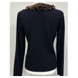 Jones New York Signature Knit Long Sleeve Sweater with Animal Print Collar - Size M
