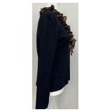 Jones New York Signature Knit Long Sleeve Sweater with Animal Print Collar - Size M