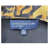 Jones New York Signature Knit Long Sleeve Sweater with Animal Print Collar - Size M