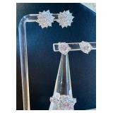 Sparkling Sterling Silver and Cubic Zirconia Earrings and Ring