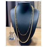 Two Beautiful 18k GP Necklace Chains and Sterling Ring