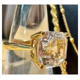 Two Beautiful 18k GP Necklace Chains and Sterling Ring