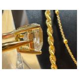 Two Beautiful 18k GP Necklace Chains and Sterling Ring