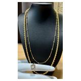 Two Beautiful 18k GP Necklace Chains and Sterling Ring