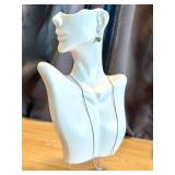 Sterling Silver  Chain and Beautiful Pair of Colored Zirconia Earrings