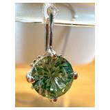 Sterling Silver  Chain and Beautiful Pair of Colored Zirconia Earrings