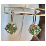 Sterling Silver  Chain and Beautiful Pair of Colored Zirconia Earrings