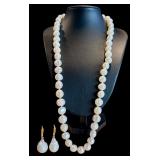 Faux Pearl Strand with Sterling Clasp and Beautiful Faux Pearl Earrings