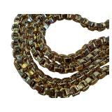 18k GP Box Chain and Pair of Sterling Earrings with Coral Colored Bead