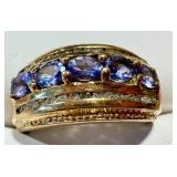 14k Gold Ring with Tanzanite and Diamond Accents