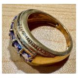 14k Gold Ring with Tanzanite and Diamond Accents
