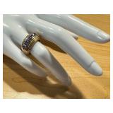 14k Gold Ring with Tanzanite and Diamond Accents