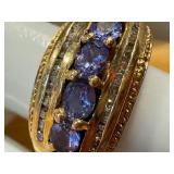 14k Gold Ring with Tanzanite and Diamond Accents