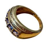 14k Gold Ring with Tanzanite and Diamond Accents