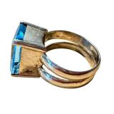 Vintage Silver Ring with Large Blue Topaz Gemstone
