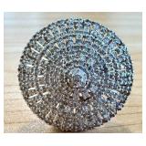 Sterling Silver 925 Statement Ring with Brilliant Crystal Accents