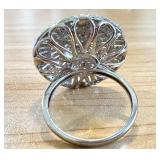 Sterling Silver 925 Statement Ring with Brilliant Crystal Accents