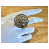 Sterling Silver 925 Statement Ring with Brilliant Crystal Accents