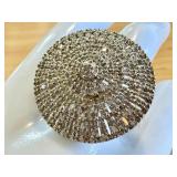 Sterling Silver 925 Statement Ring with Brilliant Crystal Accents