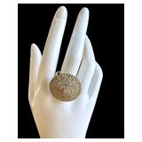 Sterling Silver 925 Statement Ring with Brilliant Crystal Accents