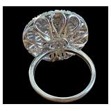 Sterling Silver 925 Statement Ring with Brilliant Crystal Accents