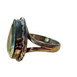 Vintage Pear-Cut Prasolite Gemstone Ring in Sterling Silver Setting