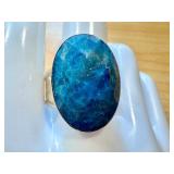 Elegant Blue Apatite Gemstone Ring with Silver Band