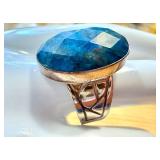 Elegant Blue Apatite Gemstone Ring with Silver Band