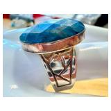 Elegant Blue Apatite Gemstone Ring with Silver Band