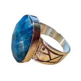 Elegant Blue Apatite Gemstone Ring with Silver Band
