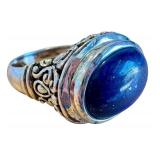 Vintage 925 Sterling Silver Ring with Lapis Gemstone