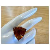 Stunning Citrine and Silver Ring with Intricate Side Design