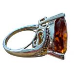 Stunning Citrine and Silver Ring with Intricate Side Design