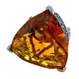 Stunning Citrine and Silver Ring with Intricate Side Design