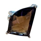Vintage Smoky Quartz Gemstone Ring with Sterling Silver Setting