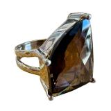Vintage Smoky Quartz Gemstone Ring with Sterling Silver Setting
