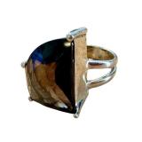 Vintage Smoky Quartz Gemstone Ring with Sterling Silver Setting