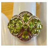 Sterling Silver Ring with Peridot Gemstones