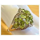 Sterling Silver Ring with Peridot Gemstones