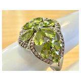 Sterling Silver Ring with Peridot Gemstones