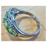 Sterling Silver Ring with Peridot Gemstones