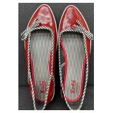 Keds Sailor Style Red Patent Leather with Black and White Fabric Trim & Bow - Size 7