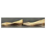 Joan & David Peep-Toe Snakeskin Like Brown Flats - 6 1/2 M