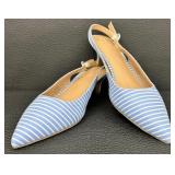 A New Day Light Blue and White Slingback Flats - Size 7 1/2