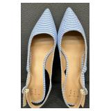 A New Day Light Blue and White Slingback Flats - Size 7 1/2