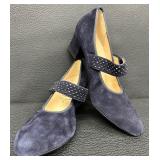 Hassia Florenz Blue Velvet Goat Leather Pump with Swarovski Crystals - See Note Below About Size!