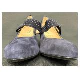 Hassia Florenz Blue Velvet Goat Leather Pump with Swarovski Crystals - See Note Below About Size!