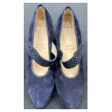 Hassia Florenz Blue Velvet Goat Leather Pump with Swarovski Crystals - See Note Below About Size!