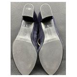 Hassia Florenz Blue Velvet Goat Leather Pump with Swarovski Crystals - See Note Below About Size!